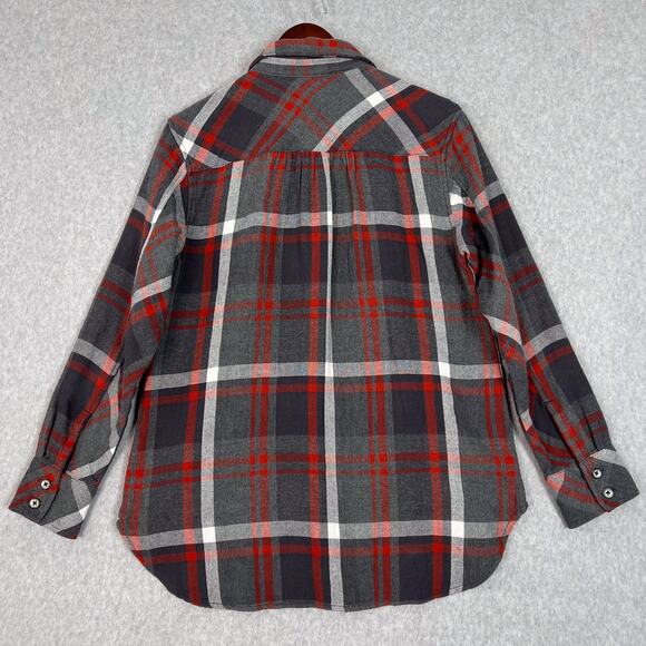 Cabi Gray Red Plaid Flannel Tavern Button Up Shirt Shacket Size Medium - Picture 7 of 9
